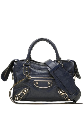 Balenciaga Pre-Owned 2018 Mini Goatskin Motocross Classic Metallic Edge City satchel - Blue