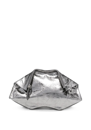 Alexander McQueen Manta metallic-leather clutch bag - Silver