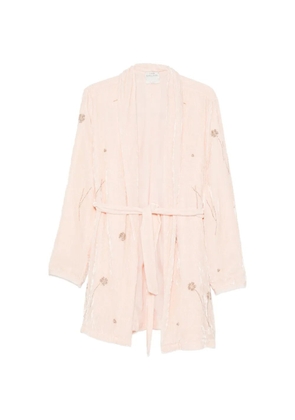 Forte Forte embroidered crushed-velvet coat - Pink