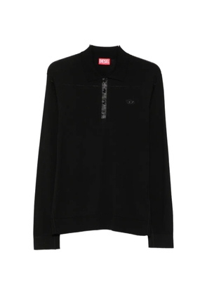 Diesel K-Vilnius logo-patch long-sleeve polo shirt - Black