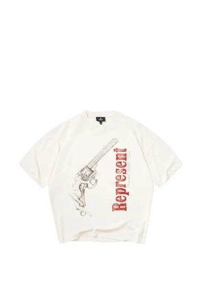 Represent graphic-print raw-cut T-shirt - Neutrals
