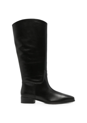Patrizia Pepe logo-plaque square-toe boots - Black