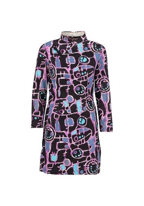 Vintage 60's mini abstract-print dress - Black