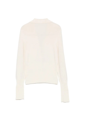 Patrizia Pepe ribbed-knit T-bar-fastening cardigan - White