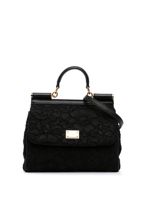 Dolce & Gabbana Pre-Owned 2010-2026 Medium Embroidered Lace Miss Sicily satchel - Black