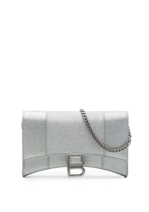 Balenciaga Pre-Owned 2022 Glitter Fabric Hourglass Wallet On Chain crossbody bag - Silver