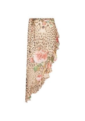 Roberto Cavalli leopard-print ruffled midi skirt - Neutrals