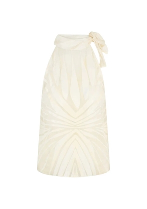 Roberto Cavalli ray print bow-detail top - Neutrals