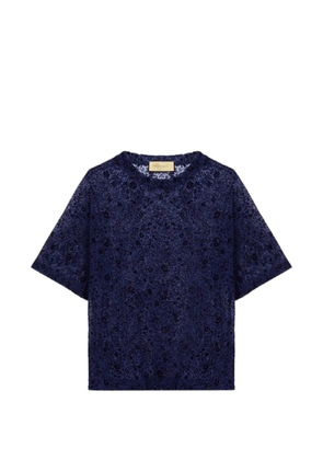 MOMONÌ Iora Bis floral-flocked T-shirt - Blue