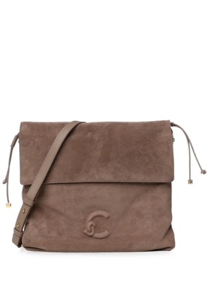 Coccinelle suede logo-patch shoulder bag - Neutrals