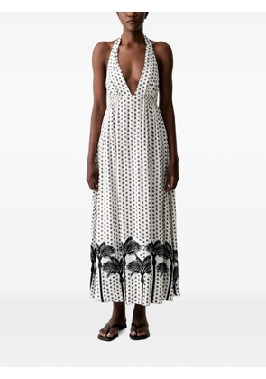 Marc O'Polo palm-print halterneck dress - White