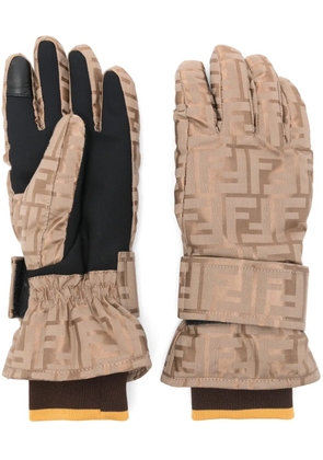 FENDI FF-motif ski gloves - Neutrals