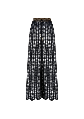 Camilla flower-lace trousers - Black