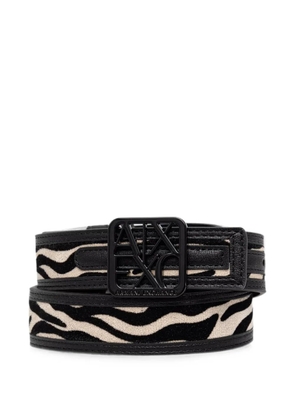 Armani Exchange zebra-print logo-buckle belt - Black
