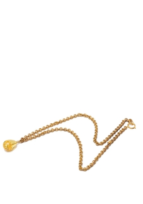 CHANEL Pre-Owned 1970-1980 CC Gold Plated Resin Teardrop Pendant Necklace costume necklace
