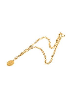 CHANEL Pre-Owned 1970-1980 CC Gold Plated Strass Medallion Pendant Necklace costume necklace