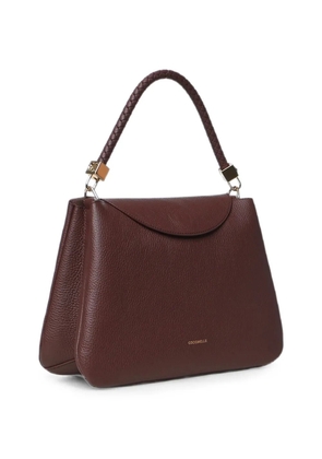 Coccinelle medium Tiggy braided-handle pebbled tote bag - Brown