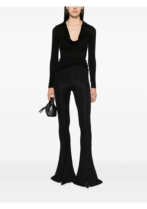 Patrizia Pepe rhinestone-embellished flared trousers - Black