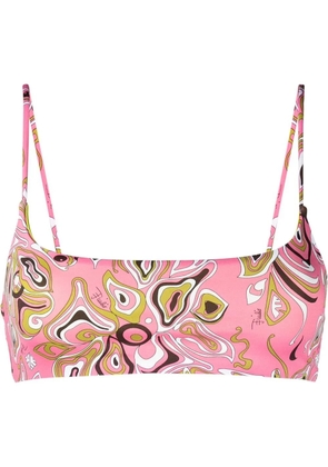 PUCCI abstract-pattern bandeau bikini top - Pink