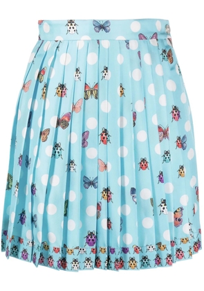 Versace Butterflies pleated silk skirt - Blue