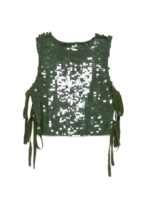 P.A.R.O.S.H. sequin-embellished side-tie top - Green