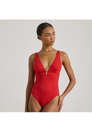 Logo-Trim V-Neck One-Piece