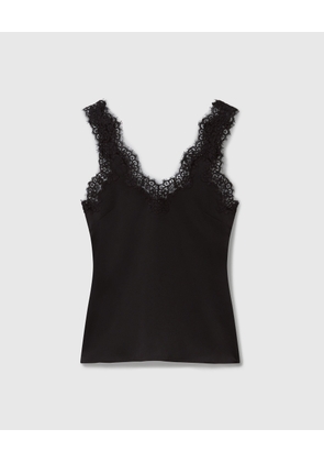 Stella McCartney - Lace-Trimmed Satin Top, , Size: 40