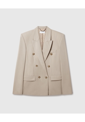 Stella McCartney - Double-Breasted Wool Blazer, Woman, Beige, Size: 44