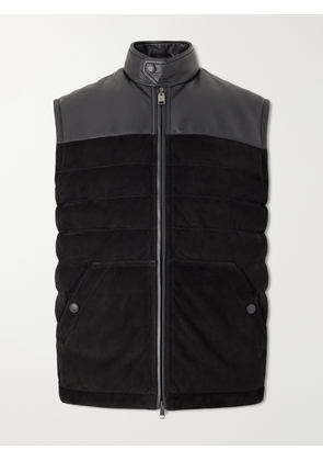 Brioni - Leather-Trimmed Suede Gilet - Men - Black - IT 44