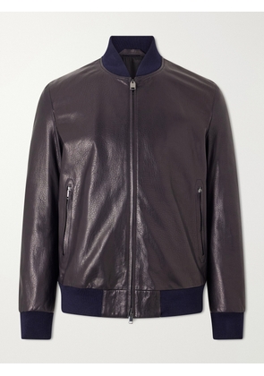 Brioni - Draped Leather Bomber Jacket - Men - Brown - IT 44