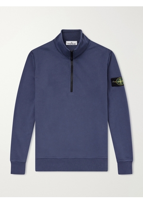 Stone Island - Garment-Dyed Cotton-Fleece Half-Zip Sweatshirt - Men - Blue - S