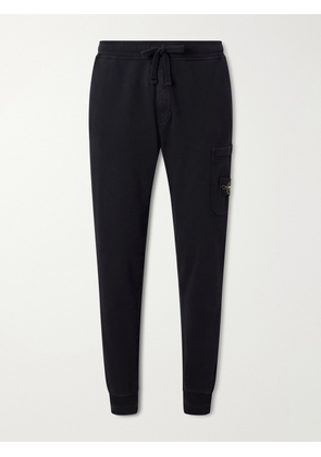 Stone Island - Straight-Leg Garment-Dyed Cotton-Fleece Sweatpants - Men - Black - S