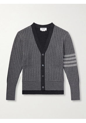 Thom Browne - Cable-Knit Virgin Wool Cardigan - Men - Gray - 1