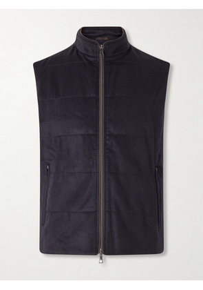 N.PEAL - Belgravia Cotton-Trimmed Cashmere Vest - Men - Blue - S