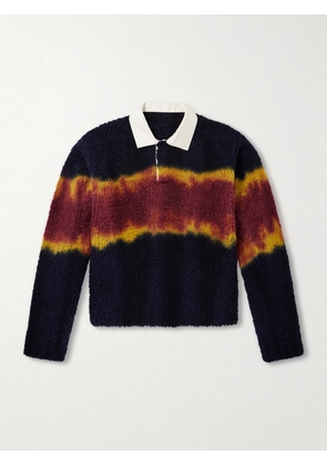 Sacai - Chusen-Dyed Wool-Blend Polo Sweater - Men - Blue - 1