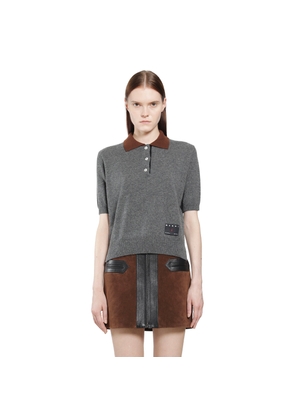 Cashmere Polo Shirt with Contrast Colour