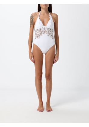 ERMANNO SCERVINO Halter Neck One-Piece Swimsuit with Macramé Inserts
