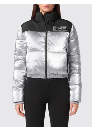 Plein Sport Bicolour Quilted Nylon Short Puffer Jacket with High Collar