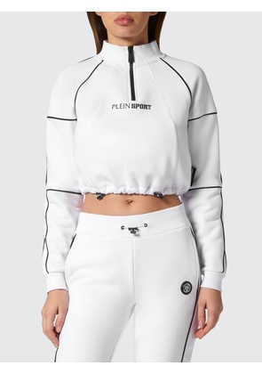 Plein Sport Cropped Zip-Up Jersey Sweatshirt with Funnel Neck