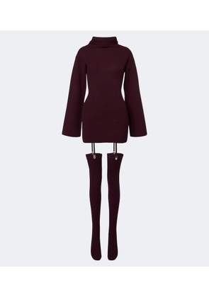 Aya Muse Cursa ribbed-knit wool minidress and tights set