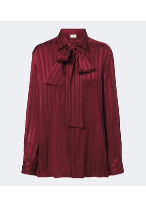 Saint Laurent Tie-neck striped silk jacquard blouse