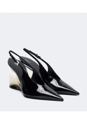 Alaia Invisible patent leather wedge pumps