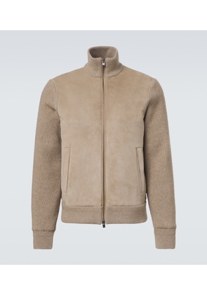 Agnona Cashmere and suede bomber jacket