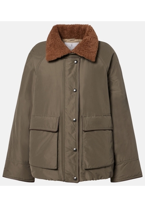 Brunello Cucinelli Shearling-trimmed cotton-blend jacket