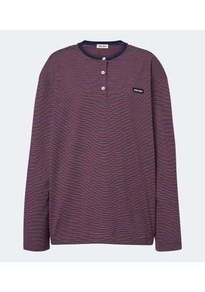 Miu Miu Striped cotton jersey Henley shirt