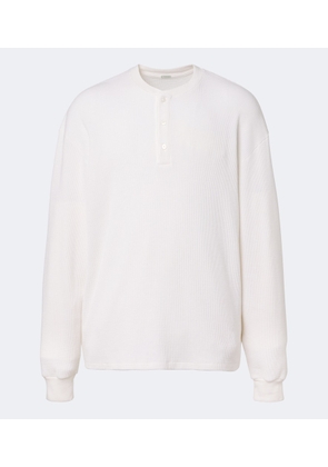 A.Presse Waffle-knit cotton-blend Henley shirt