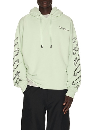 OFF-WHITE Type Arrow Loose Hoodie in Mint - Green. Size L (also in S, M, XL/1X).