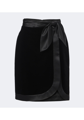 Saint Laurent Silk-trimmed velvet wrap skirt
