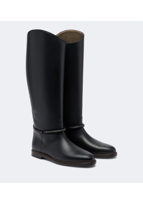 Brunello Cucinelli Monili leather knee-high boots