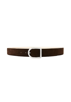 DEHANCHE Mija Men's Suede Belt in Chocolate & Silver - Brown. Size S (also in M, L).